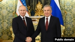 Президент России Владимир Путин и президент Узбекистана Шавкат Мизиёев. Москва, 6 октября 2023 года