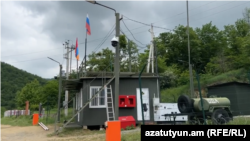 Armenia - A Russian border guard checkpoint outside a border village in Syunik province, May13, 2024.