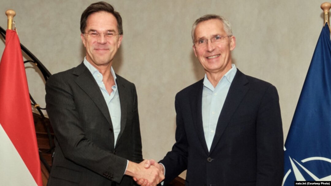 Dutch Prime Minister Mark Rutte (left) will replace outgoing NATO Secretary-General Jens Stoltenberg (file photo)