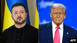 Президент Украины Владимир Зеленский (слева) и президент США Дональд Трамп