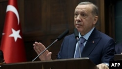Президент Турции Реджеп Эрдоган выступает перед парламентом. Анкара, 25 октября 2023 года