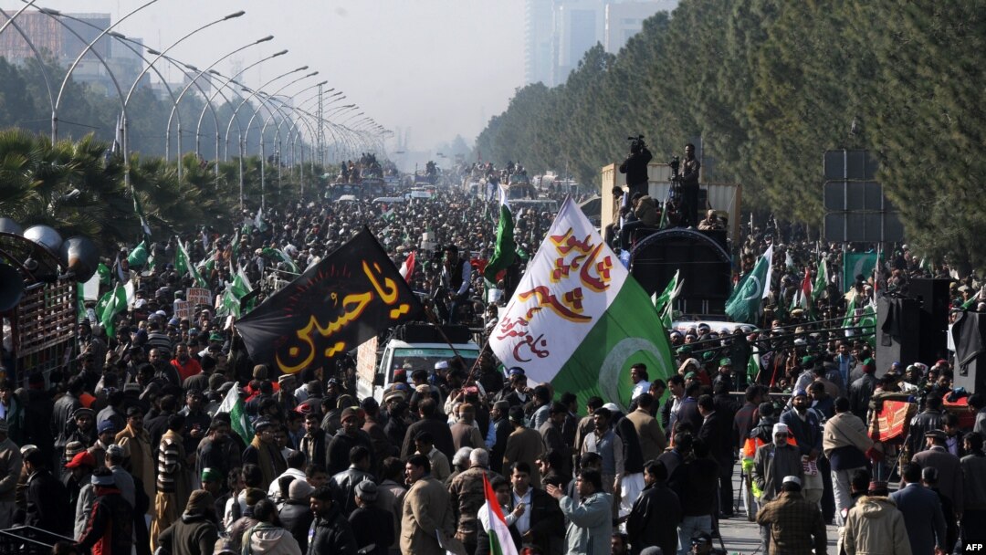 Tens of thousands of supporters of cleric Muhammad Tahir-ul-Qadri gathered at a protest rally in Islamabad on January 15.