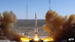 Запуск российской ракеты на Байконуре. 28 апреля 2014 года.