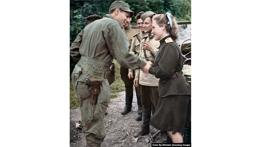 An American soldier (left) greets a Soviet officer in Seoul in 1945. Five years later the United States and the U.S.S.R. were on opposite sides in the Korean War.
