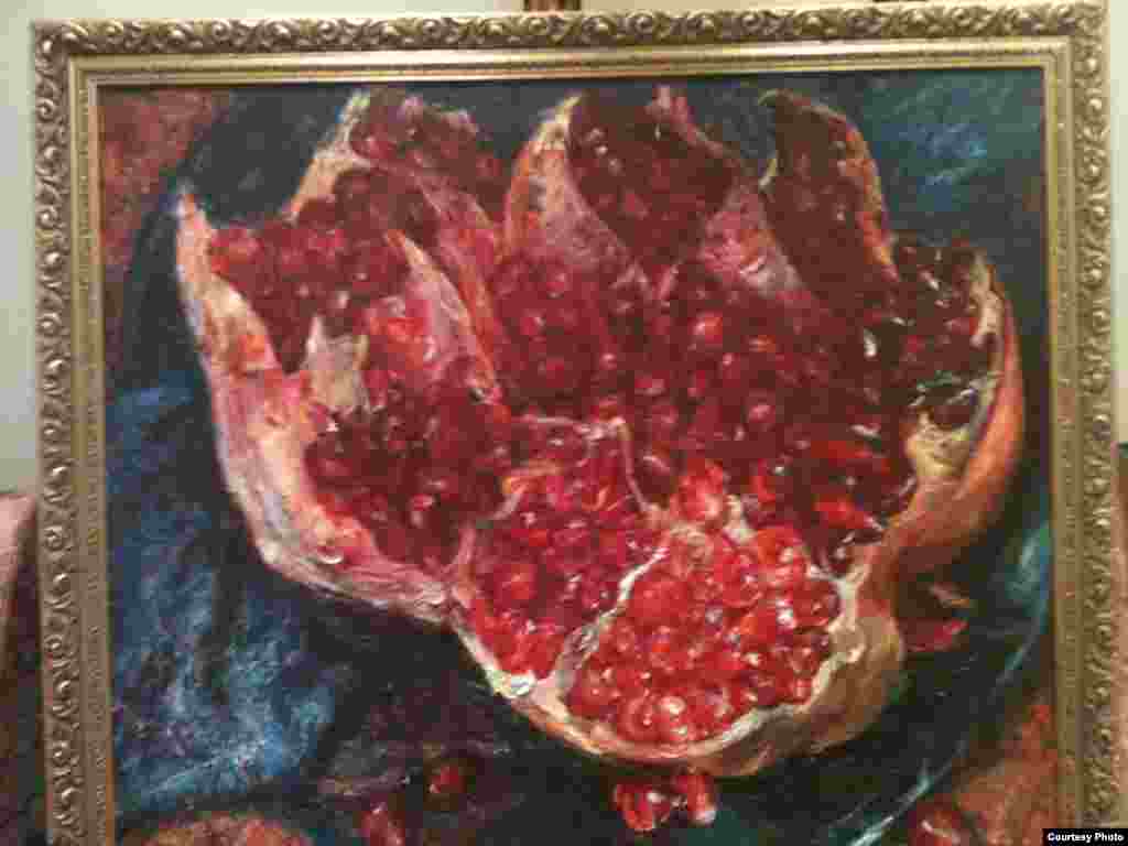 Өзбек суретшісі Лев Резниковтің (1928-2003) "Анар" картинасы. Резников бұл картинаны 1990 жылы Ташкенттегі мемлекеттік музейге "саудаға шығармау туралы шартпен" сатқан. 