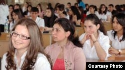Armenia - a photo of Armenian graduate pupils at an exam, 24May2010
