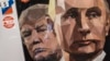 Дональд Трамп и Владимир Путин на футболке в сувенирном магазине Санкт-Петербурга
