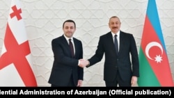 Ադրբեջանի նախագահ Իլհամ Ալիևն ընդունում է Վրաստանի վարչապետ Իրակլի Ղարիբաշվիլիին, Բաքու, 5-ը մայիսի, 2021թ․