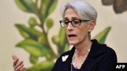 U.S. Undersecretary of State for Political Affairs Wendy Sherman answers questions during her press conference at the U.S. Embassy in Tokyo in January.