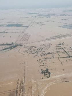 Вид на район прорыва дамбы Сардобинского водохранилища.