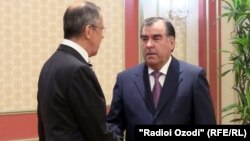 Глава МИД РФ Лавров с президентом Таджикистана Рахмоном. 