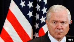 U.S. Secretary of Defense Robert Gates at a press conference in Tokyo on October 21.