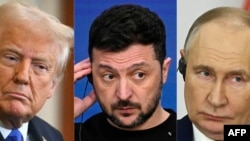 АКШнын президенти Дональд Трамп, Украинанын лидери Владимир Зеленский, Орусиянын мамлекет башчысы Владимир Путин