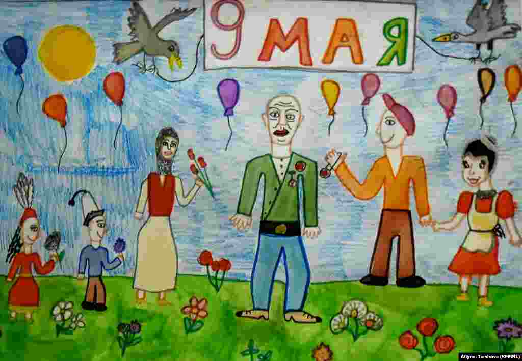 "9-май" - Алтын Адылова тарткан, 8 жашта. 