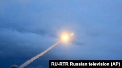 Запуск российской крылатой ракеты с двигателем на ядерном топливе. 1 марта 2018 года.